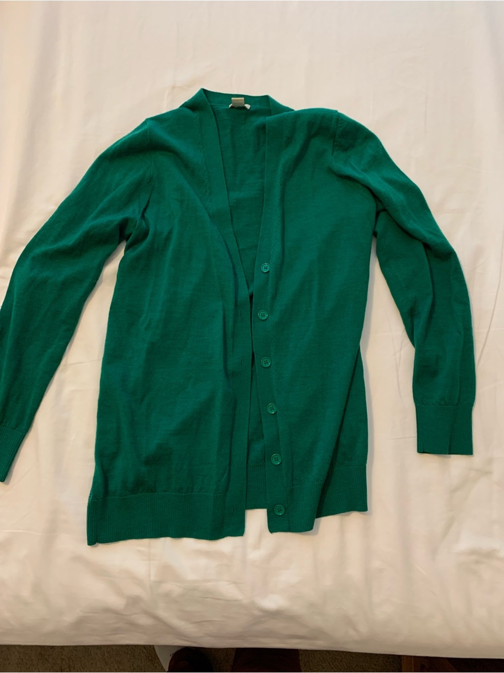 Green JCREW Women's Button-Front Sweater Cardigan